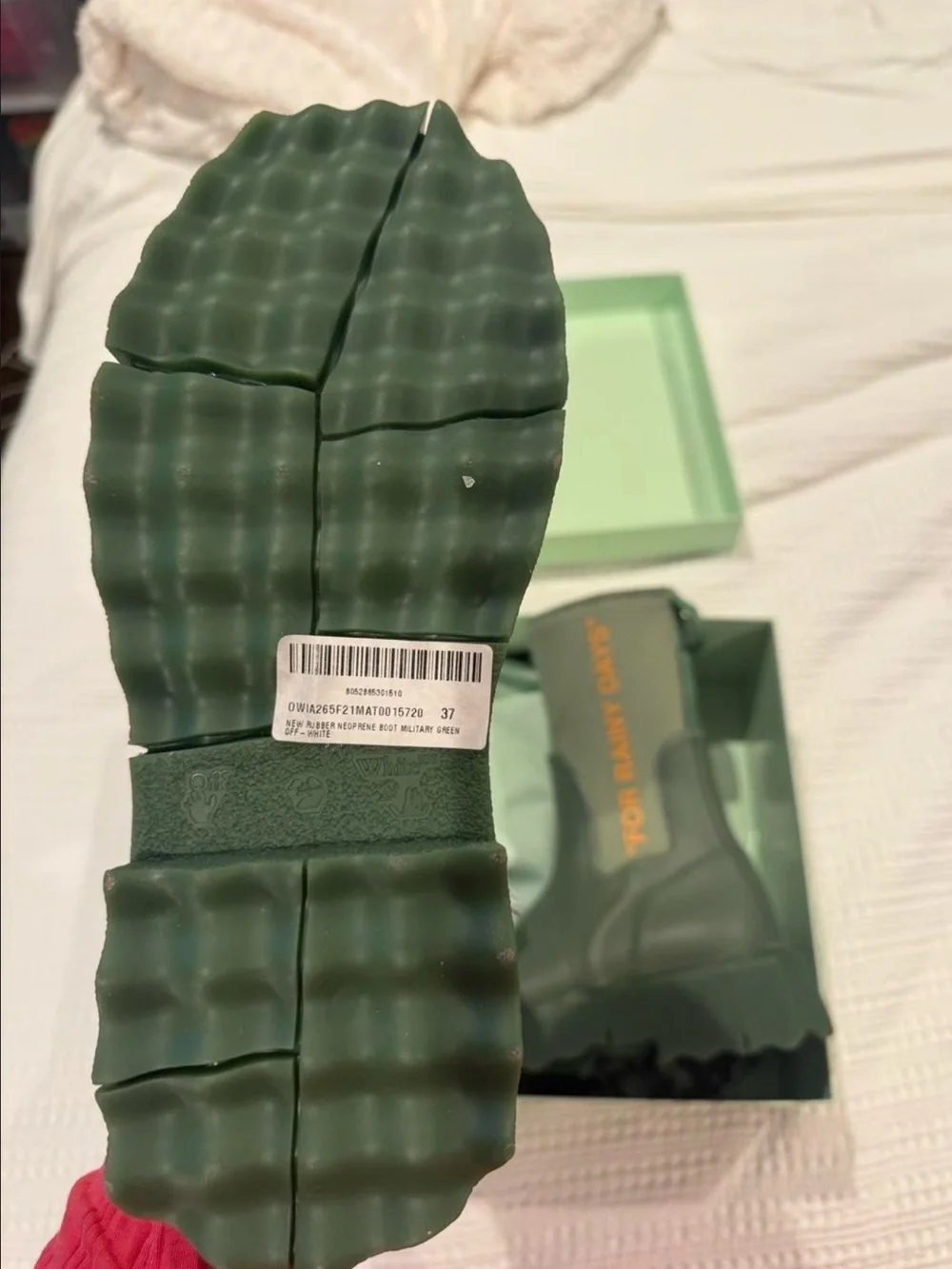 OFF-WHITE Olive Green Rainboots